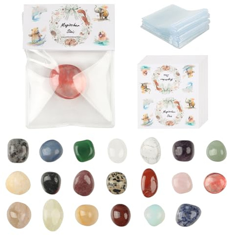 FINEASY 20 Stück Glückssteine für Kinder, 2-3cm Bunte Glückssteine, Glücksbringer Stein, Magische Steine, Mitgebselstein, Mitgebsel Kindergeburtstag, Glücksbringer Kinder für Einschulung, Geburtstag