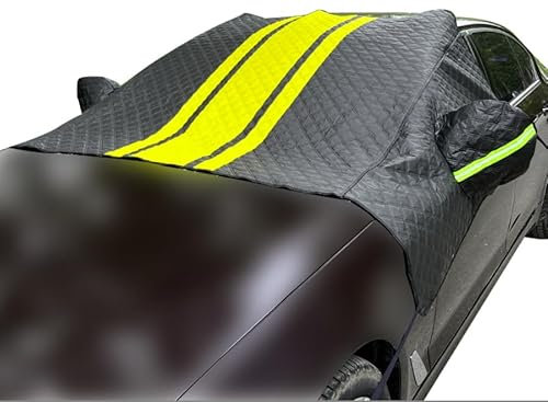 Frontscheibenabdeckung für Smart Fortwo Forfour, Faltbare Winter Windschutzscheibe Frostabdeckung Gegen Schnee Autoabdeckung Eisschutzfolie,Black-Yellow