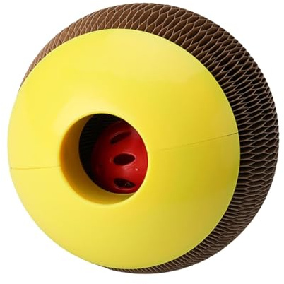 Balle d' à chat – Jouet à mâcher en forme de nid d'abeille pour chats d'intérieur avec clochette intégrée, jouet résistant aux rayures, protection de meubles pour les amoureux des chats et des