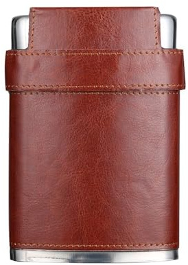 HESHUYAN Flasque Couvercle de Flacon de Hanche en Acier Inoxydable de 8oz de 8oz Portable en Acier Inoxydable avec 3 Tasses de Flacon à Flacon recouvert de Cuir pour Flasque A Alcool