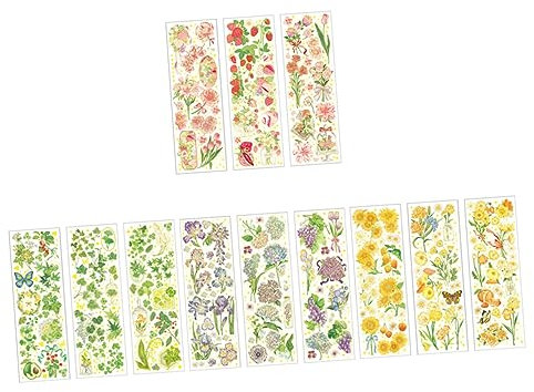 TOKIDNY 4taschen Vintage Pflanzen Aufkleber Hochwertige Pet Hot Stamping Stickers Für Scrapbooking Tagebücher Handbücher Und Mehr Stilvolle Dekoration Für Zuhause Und Bastelprojekte