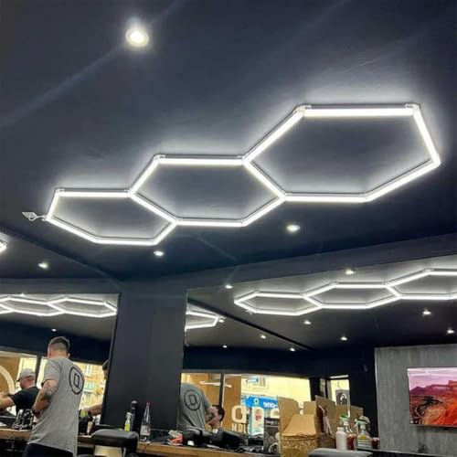 Iluminación de garaje LED Hexagonal, Lámpara de techo LED de panal,Lámpara De Garaje Hexagonal,1 A 8 Agujeros Para Elegir, Apto Para Garajes, Lavavajillas, Salas De Fitness O Centros Comerciales,etc-3