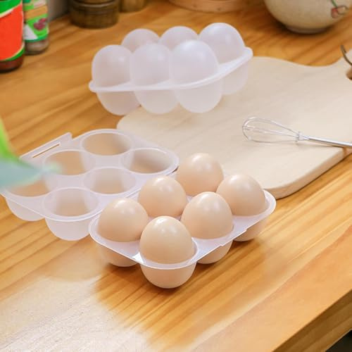 6 Egg Container, Clear Egg Storage Box, 6 Girds Egg Holder Container, Egg Storage Containers With Lids, Fridge Egg Tray For Camping Picnic Travel Kitchen Refrigerator