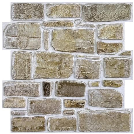 Commomy Lot de 10 panneaux muraux 3D imitation pierre à décoller et à coller – Panneaux de pierre 30 x 30 cm pour mur de cuisine, chambre à coucher, salon, arrière-plan TV, camping-car