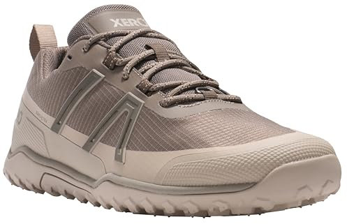 Xero Shoes Men's Scrambler Trail Low Barefoot Waterproof Shoes, Morel/Pure Cashmere, 10.5