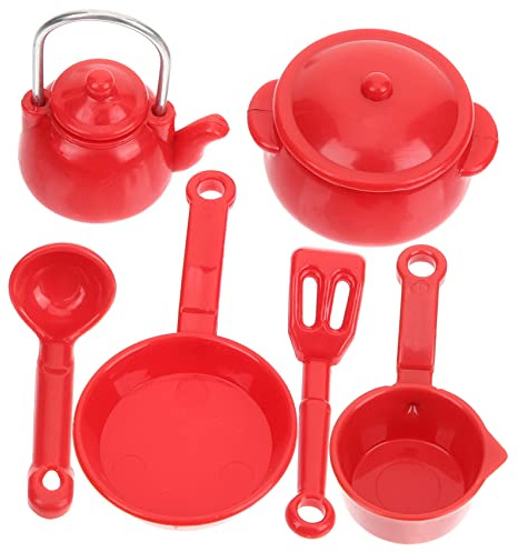 BESTonZON 2 Confezioni Mini Utensili Da Cucina Cose in Miniatura Accessori Per La Casa Delle Bambole Accessori in Cucina in Miniatura Piccoli Utensili Da Cucina Per La Casa Plastica Rosso