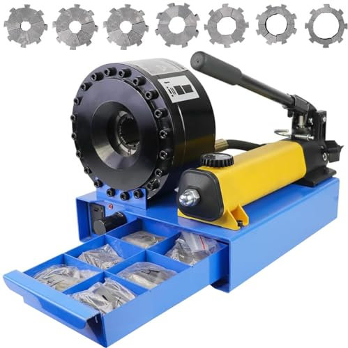 Crimpatrice per tubi flessibili da 1 Macchina per crimpatura di tubi flessibili idraulici Utensile per crimpatura pneumatica manuale Utensile per pressatura di tubi Crimpatrice manuale con 7 set di