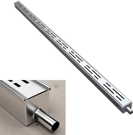 Blazea Channel Drain Kit with End/Outlet, Custom Trench Drainage System, Driveway Floor Water Diverter Trough Gutter, Stainless Steel Trench Drain(With Outlet,3.5x3cm(1 3/8x1 1/8))