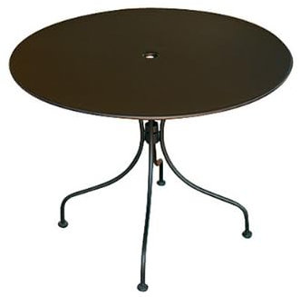 Tavolo in Ferro Nero Ø 90 cm, con Foro per ombrellone MALIGI Home MG/Pera