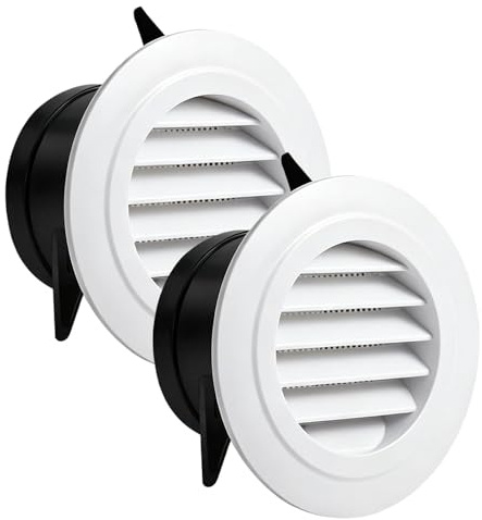 SHENGYIG 2 Piezas Rejilla Ventilación Redonda Ø100 mm, ABS Blanco