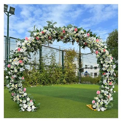 Goldene Rose Pergola mit Kletterpflanzen, Gartenbogen & Rankgitter, Unterstützung für Hochzeitszeremonie im Freien (2,2 x 2,6 m) - Elegante Dekoration für Veranstaltungen & Gärten