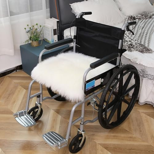 Coussin de fauteuil roulant en laine pure, housse de siège chaude pour fauteuil roulant, coussin confortable en laine super douce pour fauteuils roulants, voitures ou maison