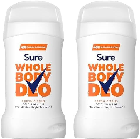 Sure Fresh Citrus Whole Body Deodorant Women's Deodorant Stick with a fresh & airy fragrance for 48 hour odour control 50 ml (Pack of 2)