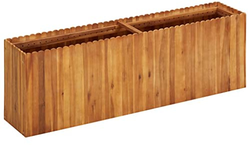 QJBSAVVA Letto Rialzato da Giardino in Legno Massello di Acacia, Fioriera da Esterno 150x30x50 cm per Orto e Piante, Cassone Rialzato con Drenaggio, Design Rustico Naturale per Aiuola Balcone