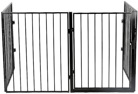 Barrière de sécurité- Grille de Protection métal - Pliable - avec Porte Inclus - 4 éléments- 240 * 2.5 * 75cm - Noir
