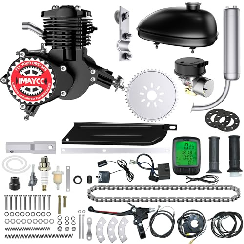 IMAYCC 80cc Bicycle Engine Kit 2 Stroke Motorized Bike Motor Conversion Kit Fit for 26-28 Bikes(80CC Black)