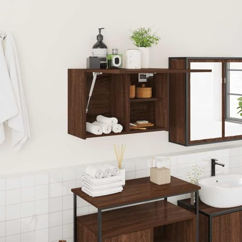 LLEZKBR Armoires et stockage,Meubles de lavabo,Meubles de salle de bains-armoire murale de salle de bain Chêne brun 60x25x40 cm Bois d'ingénierie