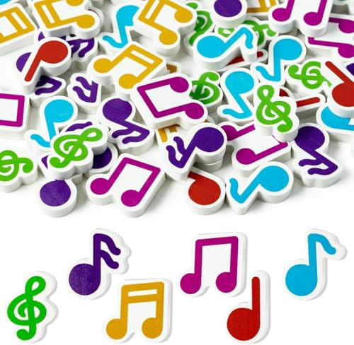 A1DIEE 60 mini borradores de música para niños a granel, lápiz de notas musicales, borrador de goma, rompecabezas de escritorio 3D, temática musical, regalos de fiesta de cumpleaños, regalos de