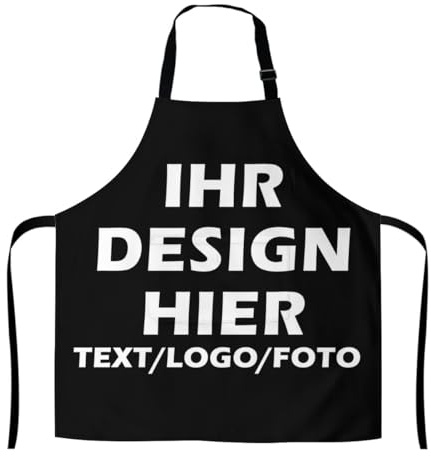 Personalisiert SchüRze Schwarz Unisex – Eigene SchüRze Gestalten Mit Text, Bild Oder Foto, Personalisierte Herren Mit Tasche, Geschenk FüR KüChe, Bbq & Gastronomie