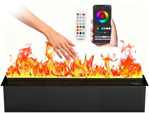 moupeaktain Chimenea Eléctrica Empotrable, Humidificador con Llama Realista Atomizada, Chimenea Vapor De Agua con Control por App/Mando a Distancia, Decoración para Hogar, Oficina Y Hotel 100cm