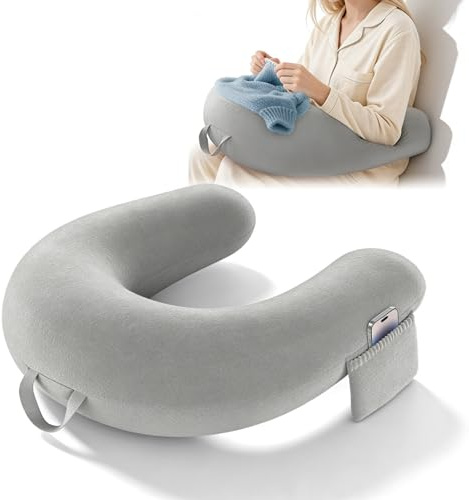 Coussin De Jeu Et De Lecture: Oreiller De Soutien à Bras En Forme De U Avec Poche Latérale, Coussins Ergonomique Pour Tricoter, Coussin De Bureau Pour Lit Et Canapé Pour Lire, Jouer, Crocheter