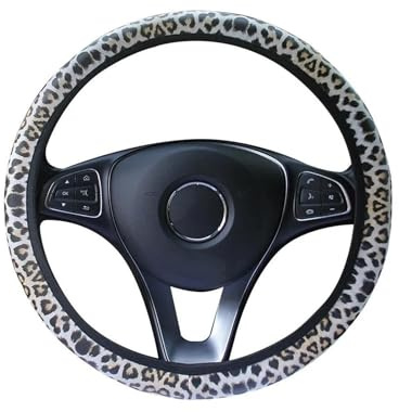 Lenkrad Abdeckung 15 Zoll 37–38 cm Universal-Autozubehör Innenausstattung Leoparden-Lenkradbezug Schutzhülle mit elastischem atmungsaktivem Polyester Autozubehör Lenkradhülle