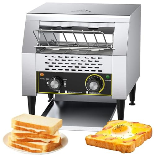 Macchina per il pane elettrica commerciale con tostapane a nastro, forno tostapane piatto, controllo della temperatura professionale a 7 marce per preparare muffin/toast/pasticcini/waffle, 2800 W