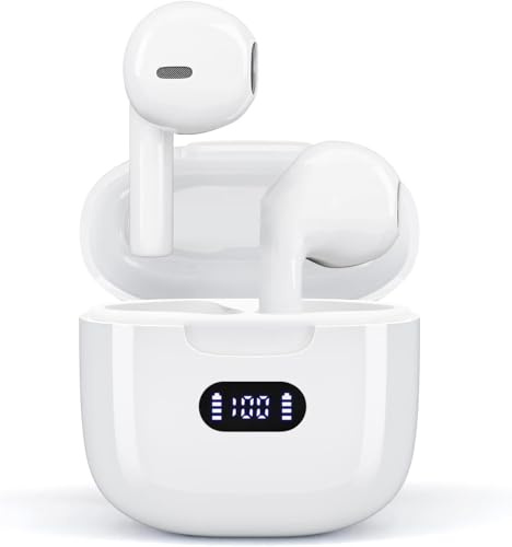 Auriculares Inalámbricos, Bluetooth 5.3 con HD Micrófono HiFi Estéreo Pantalla LED, Reducción de Ruido, 13 mm Controlador dinámico, IP7 Impermeable 36H Cascos Inalambricos para iPhone iOS Android