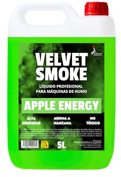 Velvet Smoke Apple Energy – Líquido para Máquina de Humo 5L Aroma Manzana – Alta Densidad Profesional – Compatible con Máquinas de Humo Estándar
