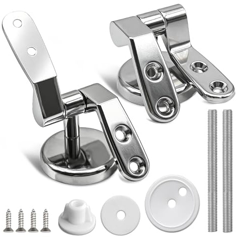 Cerniere per Sedile WC in Lega di Zinco, Kit di Fissaggio per Copriwater in Legno MDF Resina, Ricambi per Bagno con Viti, Confezione da 2