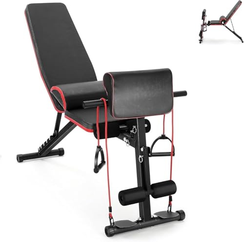 ARATERVIO Multifunktions-Hantelbank klappbar verstellbare Hantelbank 7 Stufen Fitnessbank Krafttraining Hantelbänke Bankdrücken Home Gym platzsparend Trainingsbank