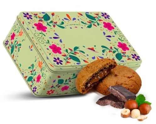 Mini Dolcetti Ripieni 280g - Biscotti Artigianali i in Scatola di Latta Decorata - Pasticceria Gourmet per Coffee Break, Briefing Aziendali e B&B
