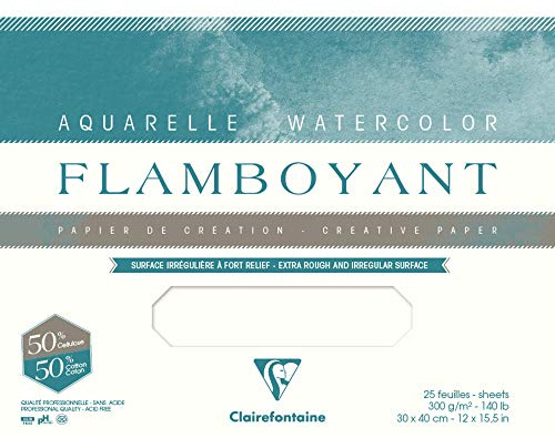 Clairefontaine 975061C 3 Bögen Aquarellpapier Flamboyant 56x76cm 300g