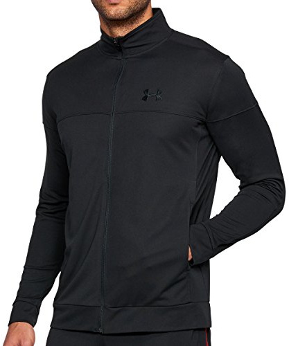 Under Armour Sportstyle Pique Track Jacket, Lightweight and Breathable Men’s Fleece, Comfortable Tight-Fit Running Jacket Men, Black (Black/Black (001)), S
