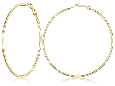 FOCALOOK Boucles d'Oreilles Créoles Femme Légères & Confortables à Porter | Creole Argent/Plaqué Or/Noir Acier Inoxydable 20-100mm Grands Anneaux Oreilles Cercles Cadeaux pour Femmes Hypoallergénique