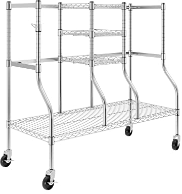 SafeRacks Golf-Ausrüstungs-Organizer, Golftaschen-Aufbewahrungsregal für Garage, passend für 2 XL-Taschen und Zubehör – Standard und Deluxe (Standard, Silber)