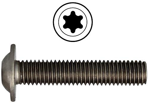 Linsenkopfschrauben M5 X 50 ISO 7380 mit Flansch u. Innensechsrund (ISR) Edelstahl A2 (100 Stück) - V2A Linsenschrauben mit Bund Rundkopfschrauben Halbrundkopfschrauben Flanschschrauben