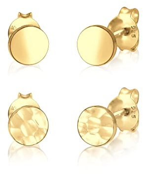 Elli Ohrringe Damen Ohrstecker 2er Set Gehämmert Glänzend 925 Silber
