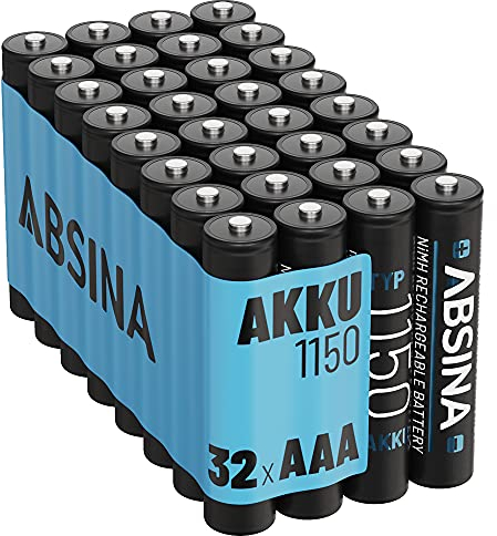 ABSINA AAA Akku für Telefon Gigaset 1150 NiMH 32er Pack - Akku AAA für Telefon mit 1,2V & min. 1050 mAh - Geeignet für Gigaset CL660HX, A400 A415, C300 C430, C475 C530 UVM.