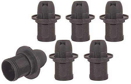 YinzPlus E14 Lampenfassung schwarz - Brandschutz CE/RoHS, hitzebeständig 210°C, werkzeuglose Montage für Lampenhalter & Baufassung MEHRWEG 6 Stück