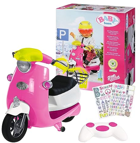 BABY born City RC Glam-Scooter, ferngesteuerter Roller für Puppen mit Lichtfunktion, 830192 Zapf Creation, Rosa