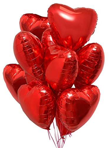 25 Palloncini a Forma di Cuore Rossi ad Elio o Aria per Decorazione Romantica, San Valentino, Anniversario Matrimonio e Fidanzamento