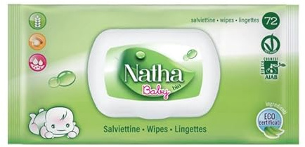 SALVIETTINE DETERGENTI BIO BABY 72 PZ. - VENDITA CARTONE DA 12 CONFEZIONI X 72 PZ. = TOTALE 864 SALVIETTINE