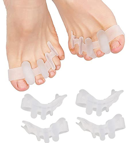 Toe Separators Gel, Extra Wide Toe Spreaders for Claw Bent Toes, Overlapping Hammer Toes, Bunion Corrector Toe Straightener for Yogis, Ballet and Running (2 Pair)