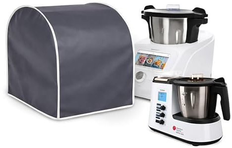 HOMELAY Abdeckhaube für Monsieur Cuisine smart/connect/plus, Schutzhaube aus Kunstleder, fleckenabweisend, wasserabweisend, antibakteriell, flammhemmend, in Europa handgefertigt. Anthrazit