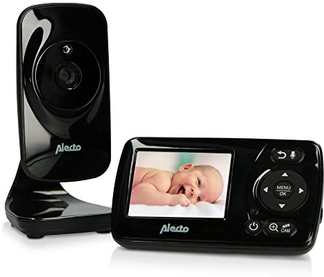 Alecto DVM71BK Babyphone mit Kamera 2,4 Zoll Farbdisplay Babyphone Digital Überwachungskamera mit 300m Reichweite (Schwarz)