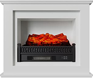 Kekai Chimenea Eléctrica Brasas Kit Marco Blanco y Calefactor Decorativo de Pared Bairon 90x30x75 cm 3 Niveles Control Remoto