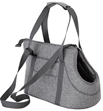 Hundetasche, Transportbox, Katzentasche, mit verstellbarem Schultergurt, mit Seitentaschen, Hände frei Reisetasche, Grau, 1: 20 x 36 x 22 cm