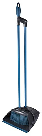 Homéa, Pelle Haute Repliable Plastique+Balai+Reservoir H88 cm Anthracite/Bleu Paon, Unique