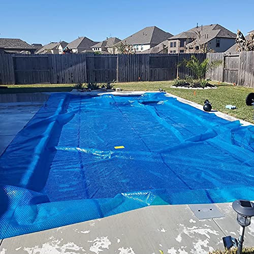IBOWZ Telo Termico per Piscina Copertura per Piscina da Giardino Esterna, Coperta riscaldante tagliabile Rettangolare Blu per Piscine interrate e Fuori Terra, Isolamento Termico